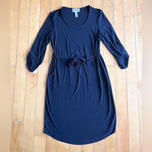 Joseph Ribkoff Navy Blue 3/4 Sleeve Tie Waist Dress Size 8